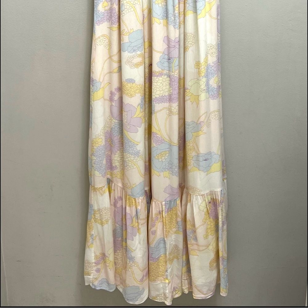 Ba&sh Noma Printed Maxi Dress Off Shoulder Ruffle Pastel Floral Size S - Picture 5 of 10